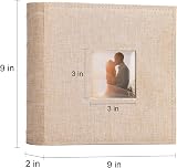 Vienrose Photo Album 200 Pockets 6x4 Linen Cover Khaki with Memo Spaces view 2