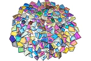 ESWENY 200g Ceramic Mosaic Tiles for Crafts,Irregular Stained Ceramic 0.2"x0.8" Porcelain Mosaic Tiles for Home Decoration (Rainbow)
