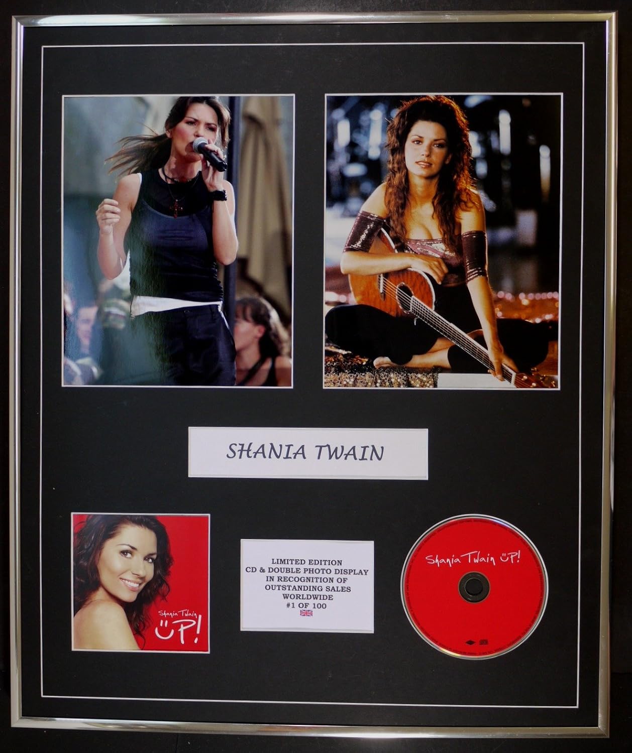SHANIA TWAIN/CD & DOUBLE PHOTO DISPLAY/LTD. EDITION/COA/UP, 60L x 50W cm