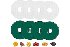 8 Pcs Round Dehydrator Sheets 4 Pcs Non Stick Silicone Dehydrator Mats with Edges, Mesh Dehydrator Trays Reusable Dehydrator 