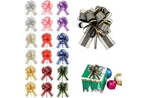 Amcami 20 Pieces Rainbow Color Pull Bows for Gift Wrapping Big Organza Ribbon for Gift Baskets Wine Bottles Floral Decoration Ribbon and Bows for Wedding Party Car Decoration(Multicolored)