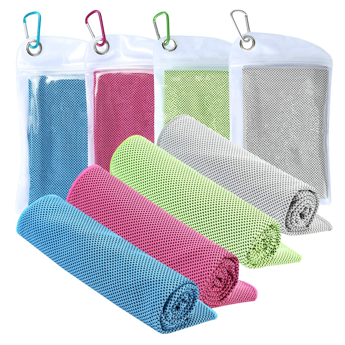 XJSGS Cooling Towels for Neck and Face,Microfiber Cooling Sports Gym Towel for,Gym, Yoga,Pilates Travel Camping & More (4 Packs)
