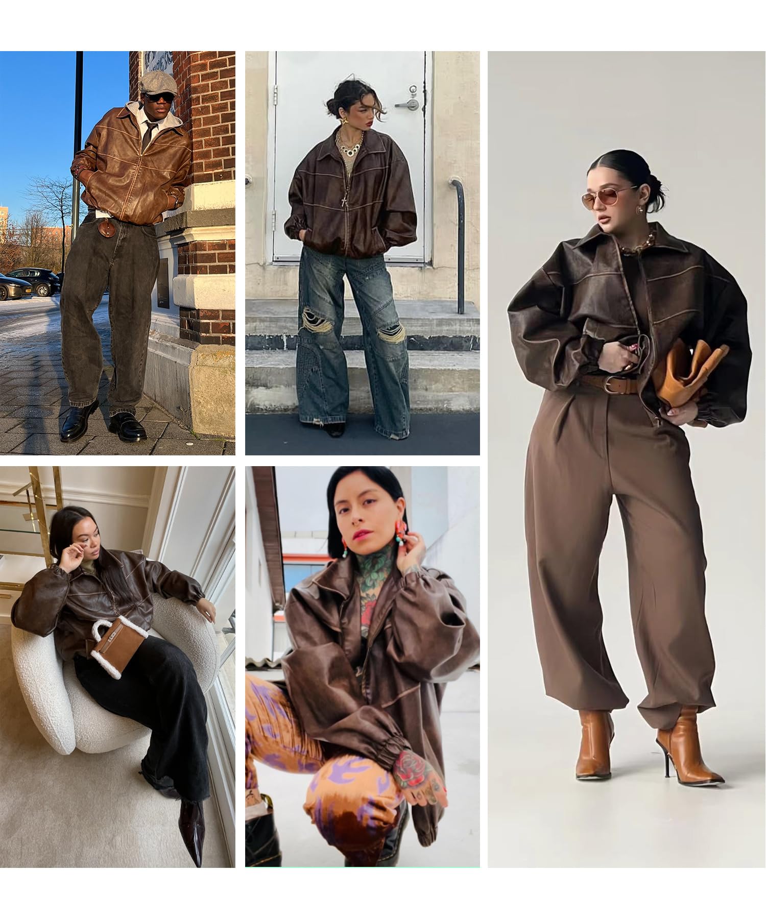 Bakyarder Womens Oversized Y2K Faux Leather Jackets Vintage Plus Size Fashion Motorcycle Coats Fall Fashion Outfits 2025