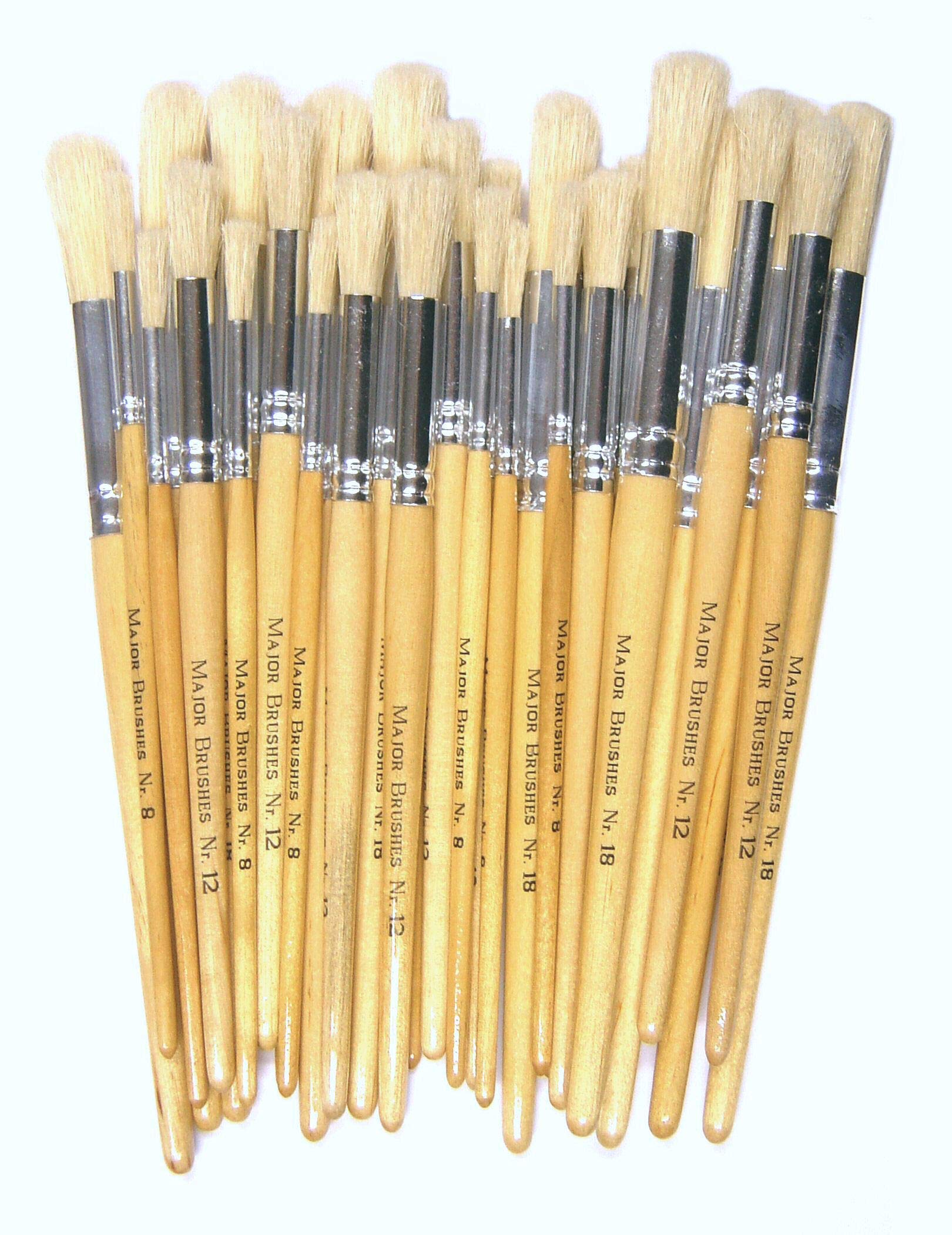 Major Brushes Hog Bristle Short Round Pack of 30