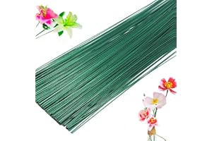 Jgalnim 300 PCS 22 Gauge Dark Green Stem Wire - 16 Inch Floral Stem Wire for Flower Arrangements and DIY Projects