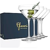 Glaver's Martini Glasses Set of 4 Cocktail Glasses, 10.5 Ounce Stemmed Margarita Glasses, for Bar, Martinis, Cosmopolitan, Gimlet, Elegant Packaging