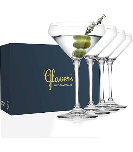 Gnimihz Etched Martini Glasses (Set Of 2) | 9 Oz Hand-Blown Crystal | Lead-Free