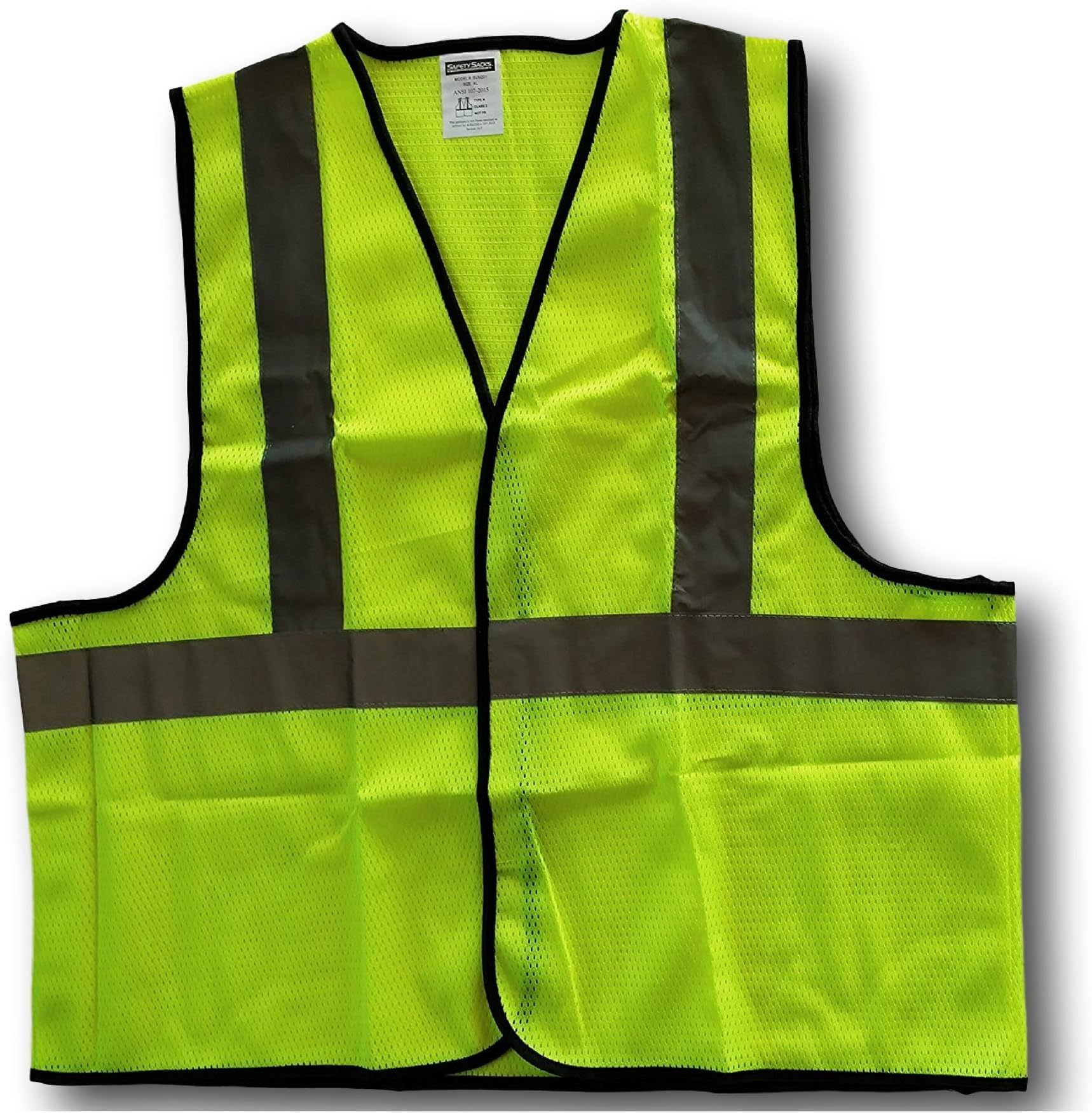 Neon Yellow Reflective Safety Vest by Safety Sacks | ANSI 107 Approved for Construction, Site Work, Motorcycles, Traffic Control, Night Safety