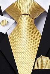 Hi-Tie Gold Yellow Tie Pre-Tied Bow tie 5pc Sets