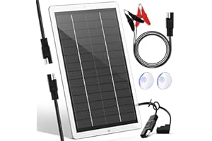 Saillong 12V Solar Car Battery Charger Maintainer, Waterproof Solar Panel Portable Solar Trickle Charger with Cigarette Lighter Plug Alligator Clip for Car Motorcycle Boat Marine RV(2.5W)