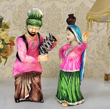 TIED RIBBONS Punjabi Couple Bhangra Dancing Showpiece Figurine Outdoor Decors Collectibles Figurines Showpiece Statue Items for Drawing Room Living Room Bed Room Hall Outdoor Garden