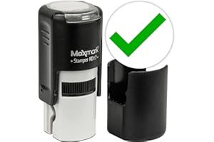MaxMark Round Self Inking Emoji Stamp - Check - Green Ink