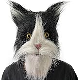 Novelty Cat Mask Latex Cute Kitten Animal Plush Deluxe Full Head Helmet Fancy Halloween Cosplay Party Costume Props