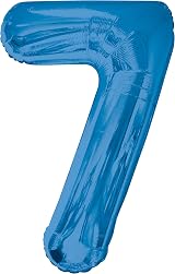Unique Blue Number 7 Shaped Large Foil Balloon 86cm 1 Piece view 4