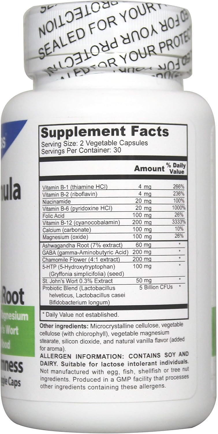 DrFormulas Mood Boost Probiotics with Stress B Complex Vitamins for Kids, Women, Men | Nexabiotic Supplement with Ashwagandha Capsules, St Johns Wort, GABA, Magnesium for Calm & Anxiety, 60 Count: Health & Personal Care