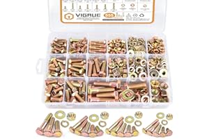 555PCS Bolts and Nuts Kit, VIGRUE SAE 18 Sizes Heavy Duty Bolts Assortment 1/2-13 1/4-20 5/16-18 3/8-16, Grade 8 UNC Hex Bolts Screws Nuts Washers, Fully & Partially Threads, Length 3/4" to 2"