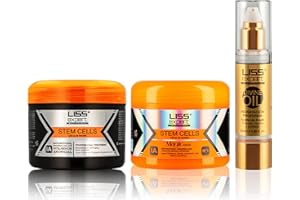 LISS EXPERT PROFESSIONAL Liss Expert Stem Cells Smoothing Treatment 8.45 oz (ONE shoulder length app) and Magic AI Mask, 8.45 oz Set Hyaluronic Acid, Collagen, Argan Oil, Keratin and Stem Cells for after care SET (3, 8.45)