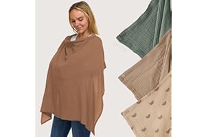 BABYLICIOUS Muslin Nursing Cover Up for Breastfeeding - Breast Feeding Covers for Women | Breathable 100% Muslin Cotton Breastfeeding Cover with Arch-line and Adjustable Straps | Breastfeeding Essentials (Brown)