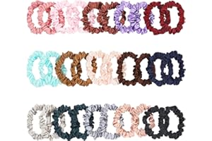 KECUCO 30Pcs Small Silk Hair Ties Satin Hair Scrunchies for Women, Satin Hair Elastics for Women, Elastics Ponytail Holders f