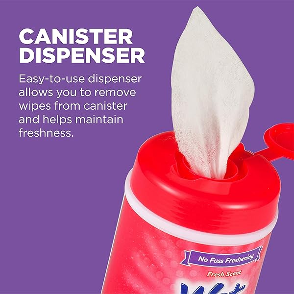 WET ONES FOR CATS FRESHENING WIPES, MULTI-PURPOSE CAT GROOMING WIPES WITH ALOE VERA, HELPS REMOVE DIRT, ODOR, AND DANDER BETWEEN BATHS, FRESH SCENT, 50 COUNT
