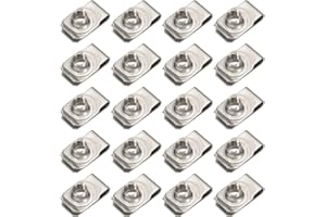 PATIKIL U-Style Clip-On Nut, 20 Pack M8-1.25 Regular Extruded U-Nut U-Type Fasteners Hardware Nuts 304 Stainless Steel for Automotive Metal Cars Motorcycles, Silver