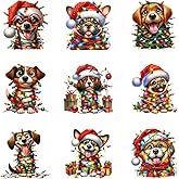 9pcs Christmas Dogs Iron on Decals Heat Transfer Vinyl Sticker Patches Washable Thermal Transfer Appliques DIY Craft Decor for T-Shirt Clothes Pillow Cover