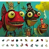 Naturelish 1000 Piece Jigsaw Puzzle for Adults, Quirky Fish Puzzle | Piranha-Inspired Fantasy Fish Art with Unique-Shaped Pieces, Matte Texture, Color-Coded Back, 26.6 x 19.2 in