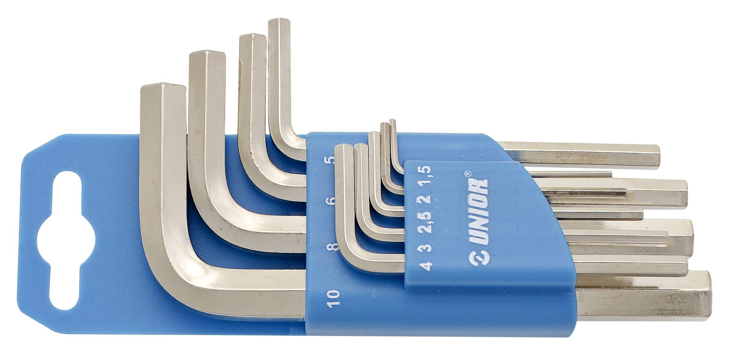 Unior Allen Wrench for Hexagon Screws, in Plastic Clips, Set of 1, 220/3Ph