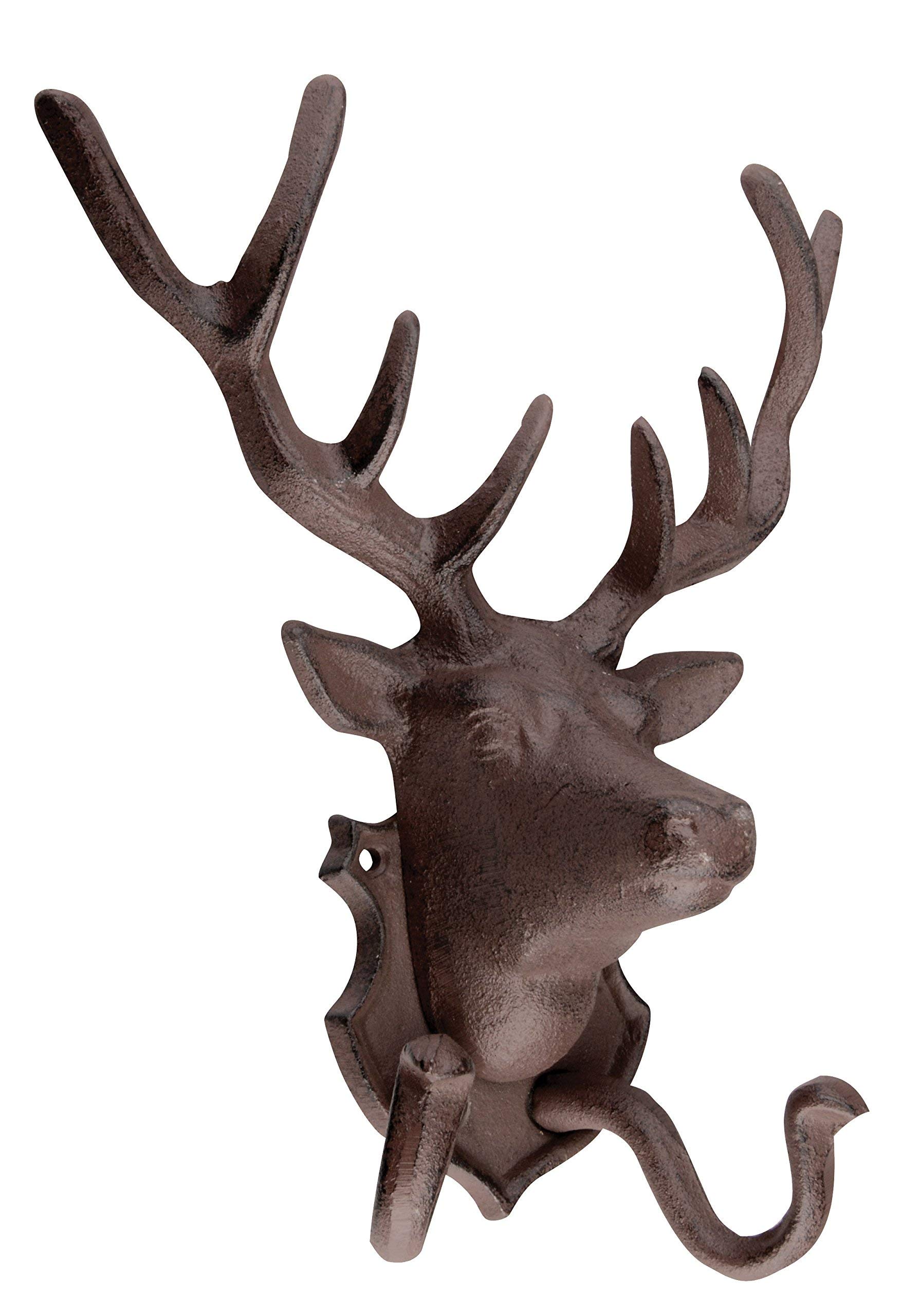 Esschert Design DB42 Wall Mounted 2 Robe Hook 22 x 9.9 x 27.6 cm Rust Brown Deer
