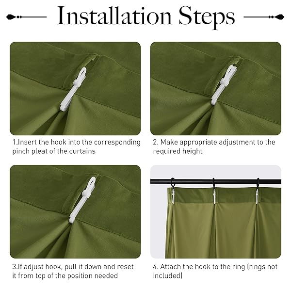 STANGH EXTRA WIDE PINCH PLEATED VELVET CURTAINS 84 INCHES LONG, SUPER SOFT LIGHT DIMMING ROOM DIVIDER THERMAL INSULATED SLIDING DOOR CURTAINS FOR LIVING ROOM, OLIVE GREEN, W72 X L84, 1 PANEL