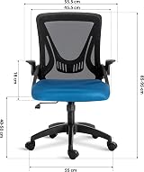 Blisswood Office Desk Chair Blue Black Mesh Chair 360° Tilt Lumbar Support view 3
