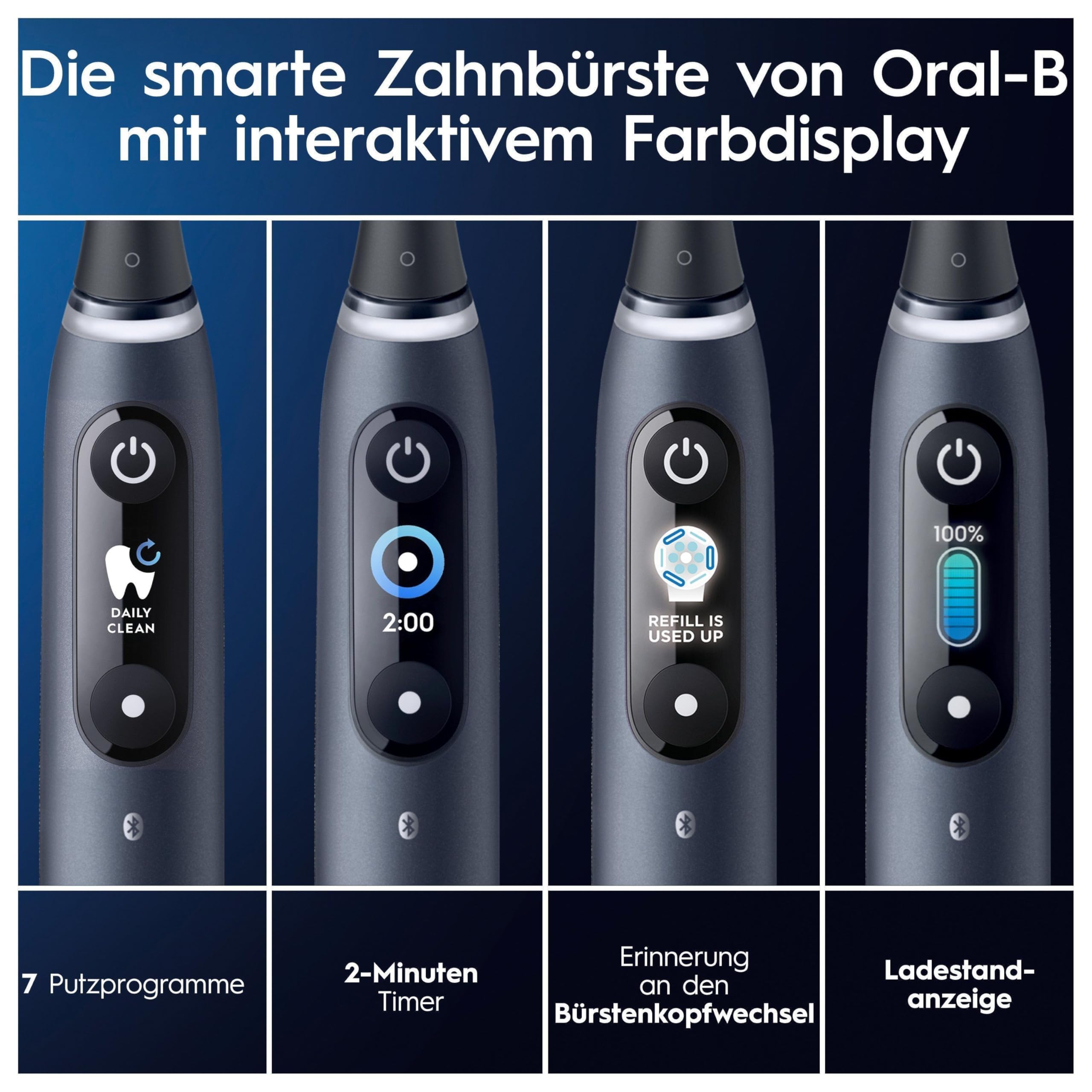 Oral-B iO Series 9 Elektrische Zahnbürste, Doppelpack — Electric Toothbrush, Inkl. 4 Aufsteckbürsten, Lade-Reise-Etui, Schnellladestation — 7 Modi für Zahnpflege, Designed by Braun, Schwarz und Rosa
