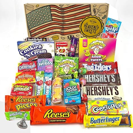 Großer Amerikanische Süßigkeiten Geschenkkorb | Süßigkeiten aus den USA | Auswahl beinhaltet Hersheys, Reeses, Jelly Belly, J
