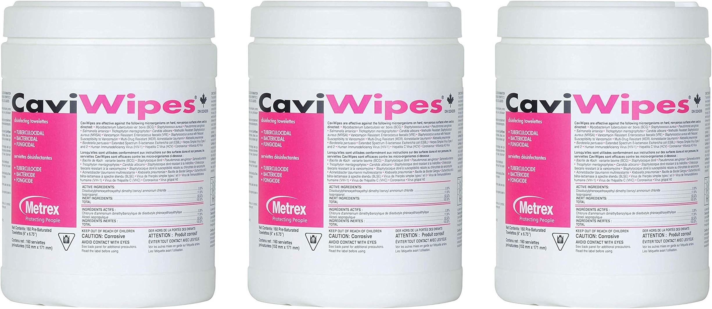 CaviWipes Metrex Disinfecting Towelettes Canister Wipes, 160 Count (Тhrее Pаck)