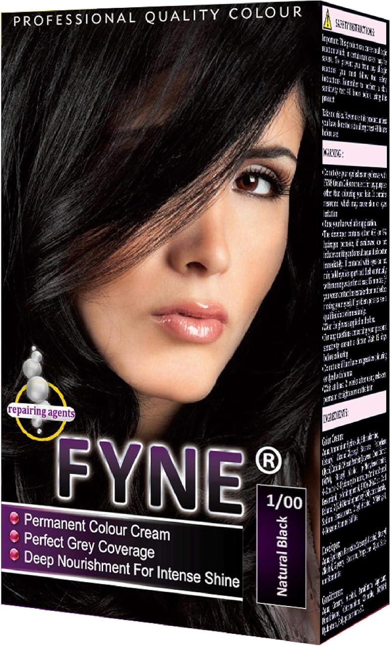 FYNE Natural Black Permanent Hair Dye for Women with Built-In Conditioner
