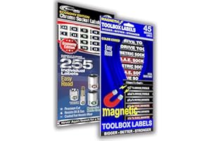 STEELLABELS Combo Deal - Magnetic Toolbox Labels plus our best “Master” Set of Socket Labels (green series) for Metric, Torx & SAE tools, fits all Craftsman, Snap On, Mac Tools and Tool Chest