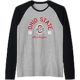 Mens Ohio State Buckeyes Game Time Logo Officially Licensed Raglan Baseball Tee