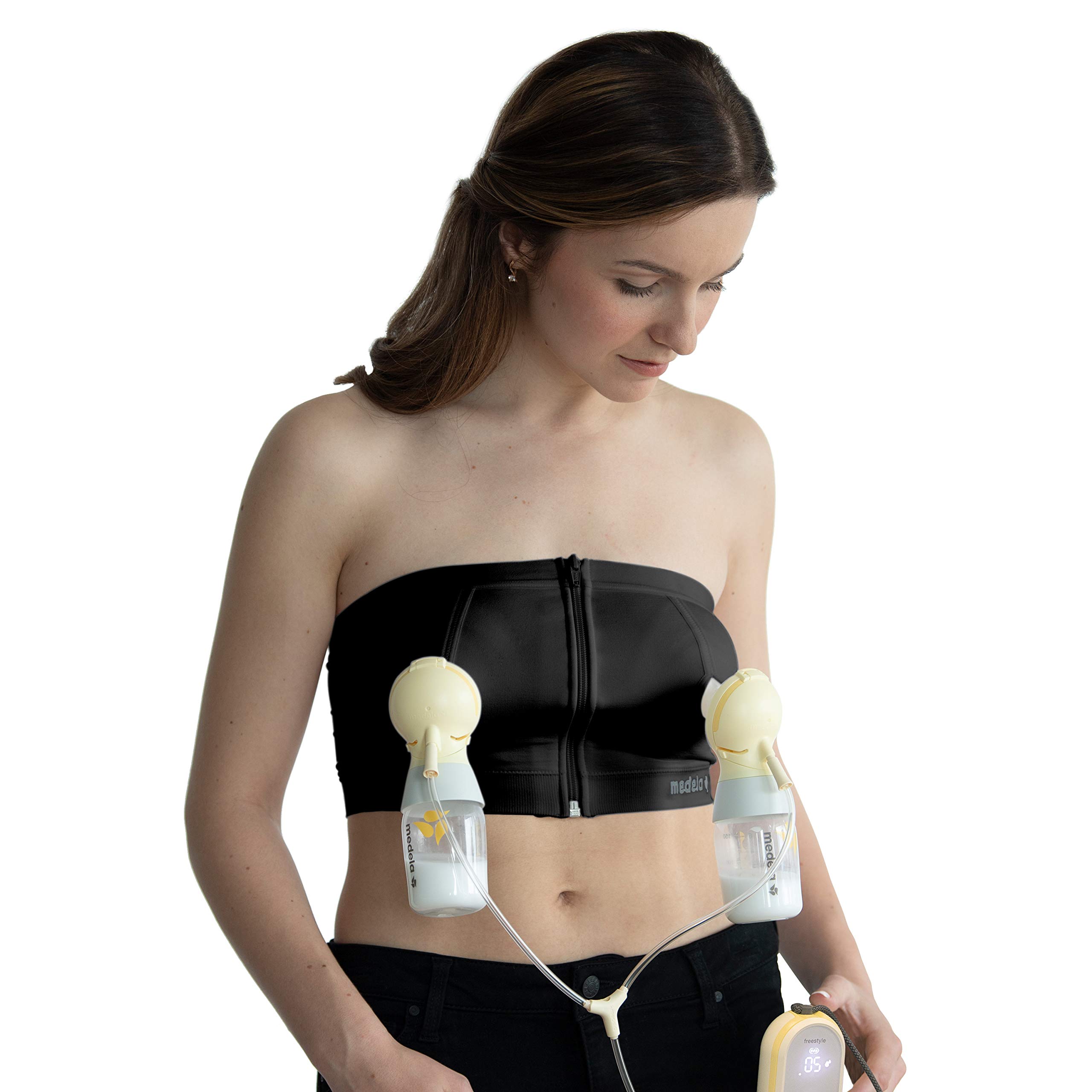 Photo 1 of Medela Easy Expression Hands Free Pumping Bra, Black, Medium, Comfortable & Adaptable with No-Slip Support for Easy Multitasking