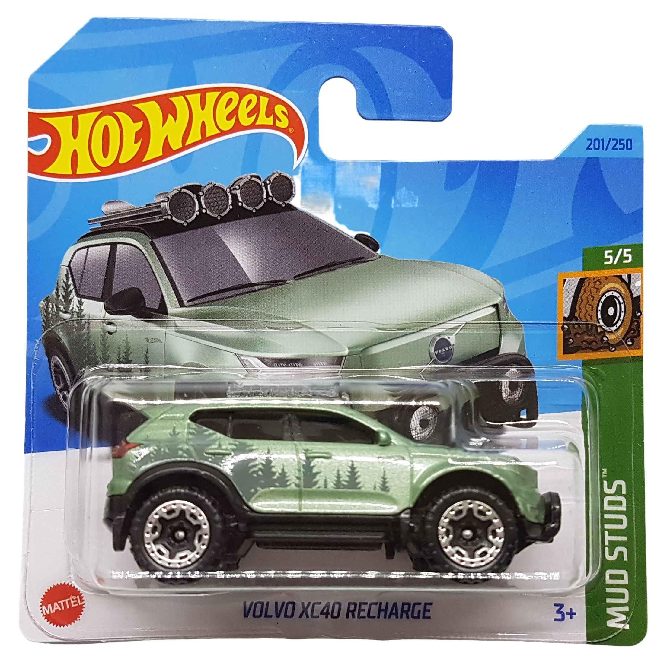 Hot Wheels - Volvo XC40 Recharge - Mud Studs 5/5 - HKG55 - Short Card - SUV - Metallic Green - Mattel 2023