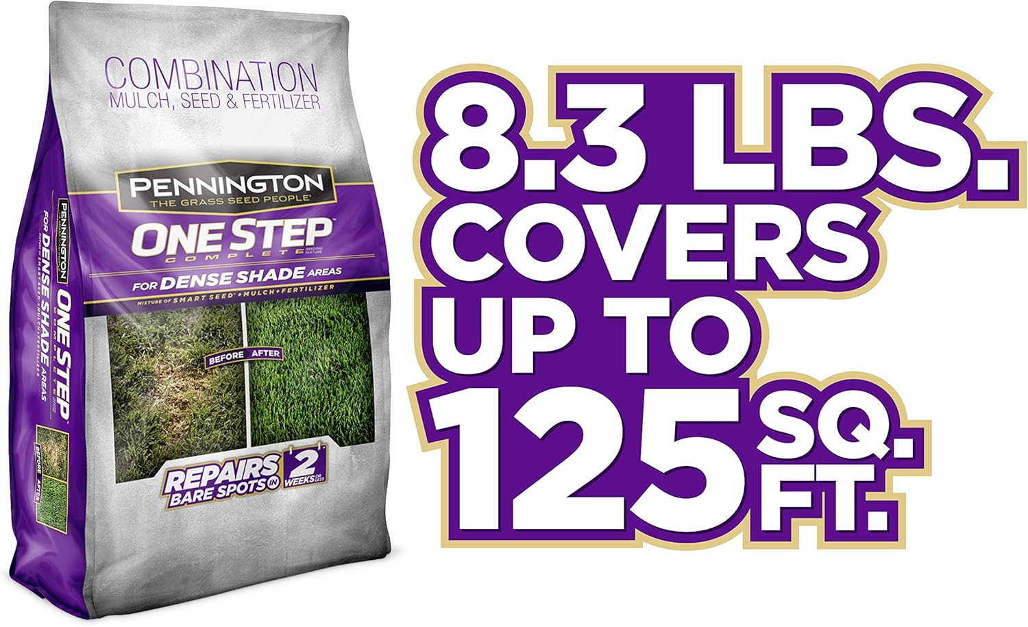 Pennington One Step Complete for Dense Shade Areas - Bare Spot Repair Grass Seed Mix - 8.3 lb : Garden & Outdoor
