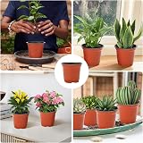 KINGLAKE 50Pcs 10cm Plastic Plant Pots with 100 Pcs White Plant Labels view 5