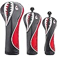 Craftsman Golf Shark Black and Red Driver Fairway Wood Rescue Hybrid Blade Putter Cover Headcover