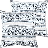 Levtex Home - Adare Blue - Euro Sham - Floral - Blue, Navy and White - (26x26in.) - No Insert - Cotton