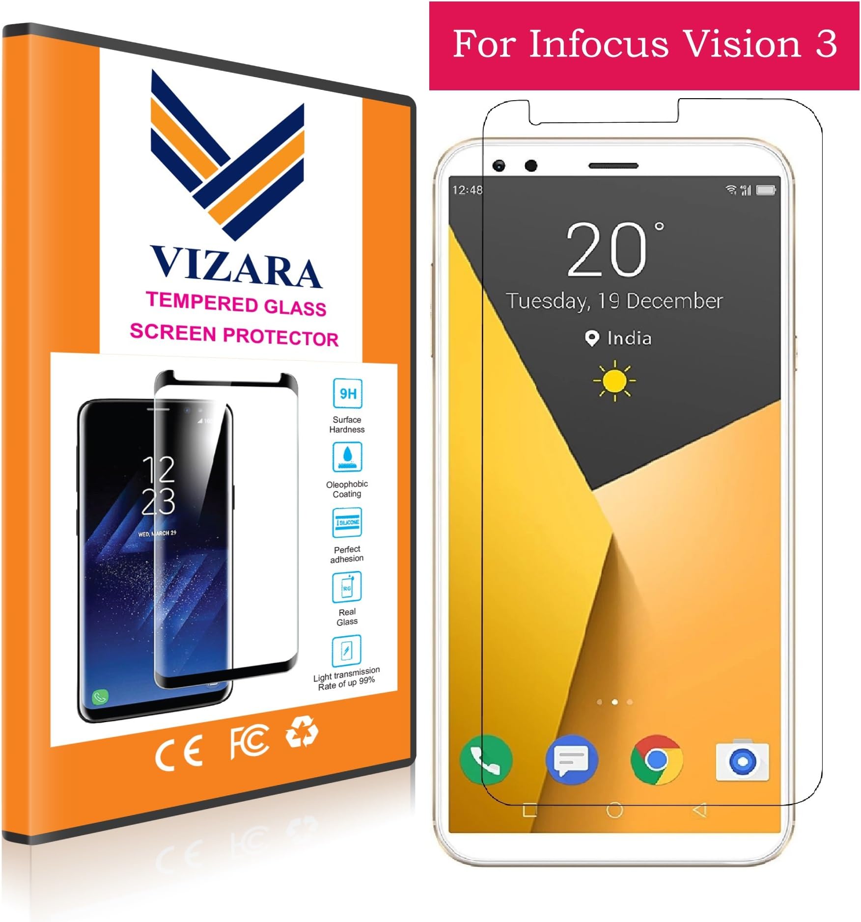 VIZARA 2.5D 0.3mm 9H Flexible Gorilla Guard Tempered Glass for InFocus Vision 3
