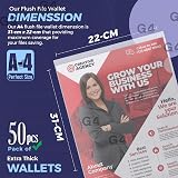 G4GADGET 50 Pack A4 Clear File Wallets 100 Micron PP Open Top Side Cut view 2