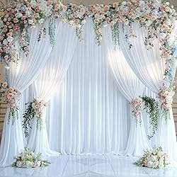 8 Panels White Backdrop Curtains for Wedding Party