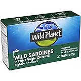 Wild Planet Wild Sardines in Extra Virgin Olive Oil, 4.375-Ounce Tins (Pack of 6)