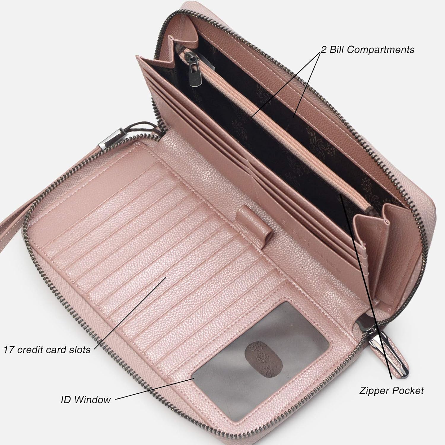Rfid Blocking Purses for Women Real Leather Zip Around Large Travel Mobile Phone Ladies Long Money Purses Wallet - Image 4
