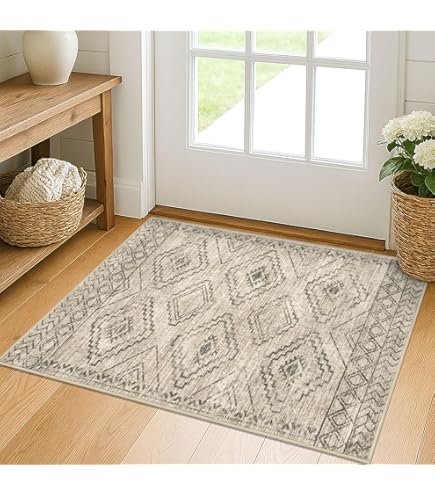 KOZYFLY Washable Entryway Rug 3x5 Ft Area Rugs Cotton Rubber Backed - View #5