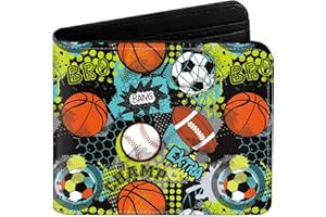 EXXBYELI Wallet for Boys Soccer Leather Wallets Credit Id Card Cash Holder Black Rfid Blocking Zipper Cute Cool Funny Aesthetic Wallets With Coin Pocket Id Window Teen Wallets for Boys Teenager Wallet